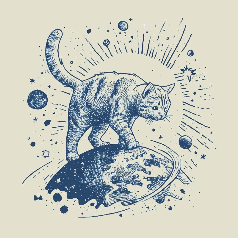Tigre de l’espace bleu - Chat marchant dans l’espace