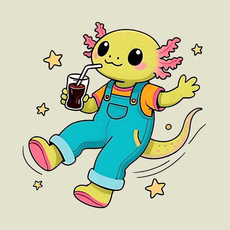 Glücklicher Axolotl, der im All schwebt