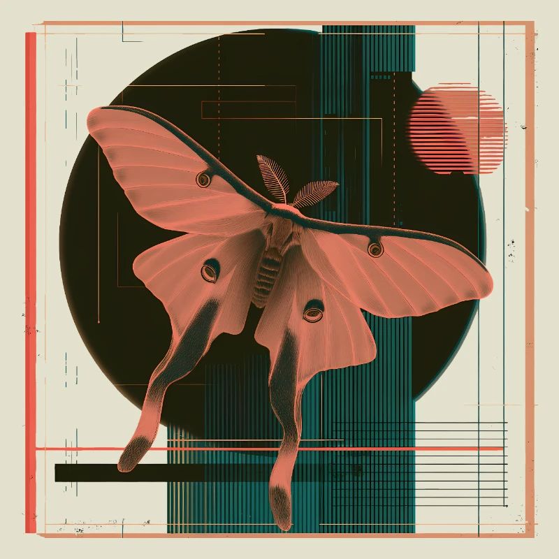 Luna Moth – Geometric Retro Moth Design