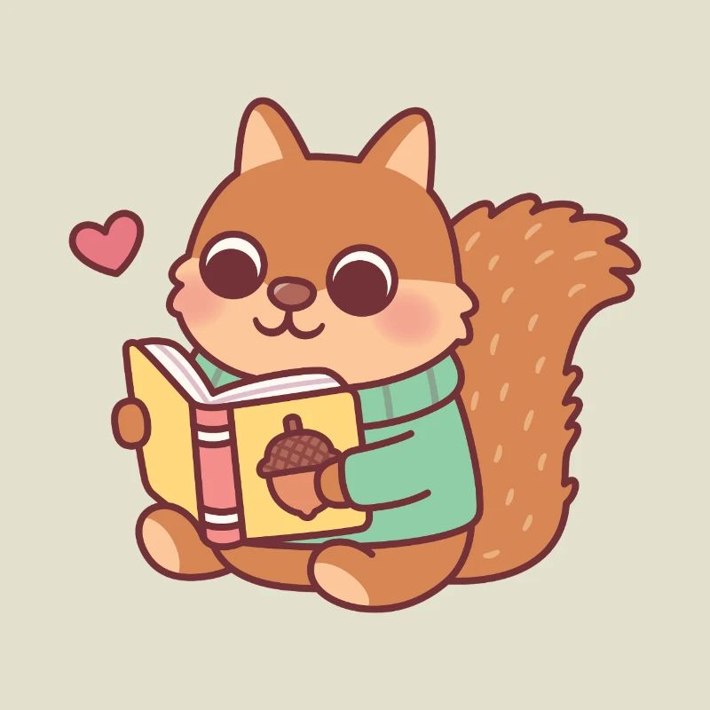 Niedliches Eichhörnchen liest ein Buch