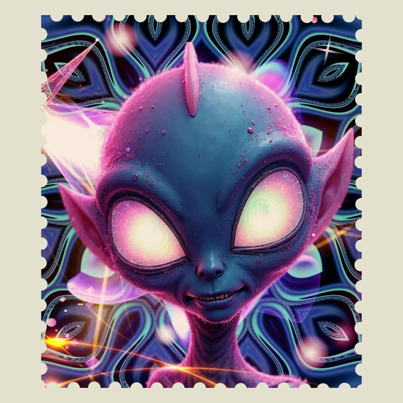 Portrait d’extraterrestre néon dans Psychedelicht