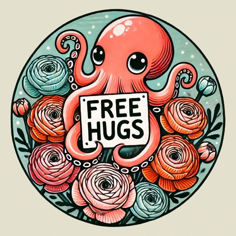 Octopus Free Hugs Round Patch