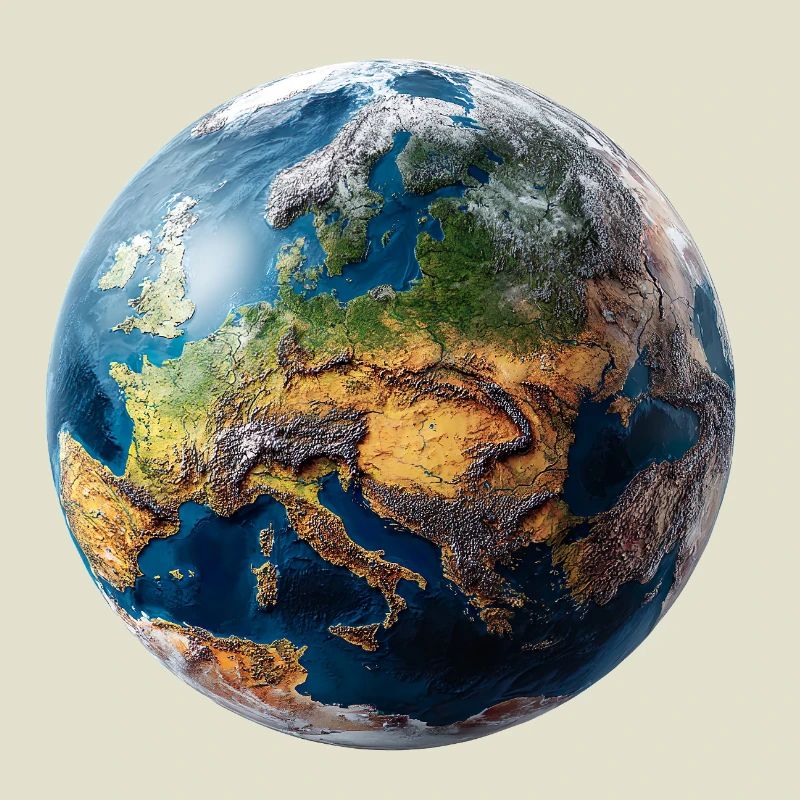 Conception du globe : paysage Europe-Asie