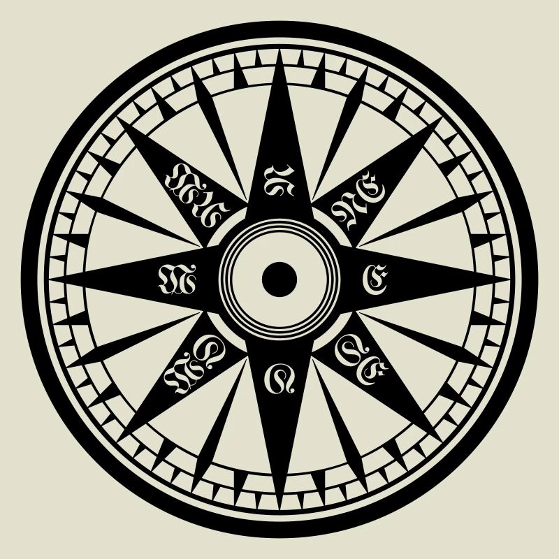 Kompass / Compass – Windrose, Schiffskompass