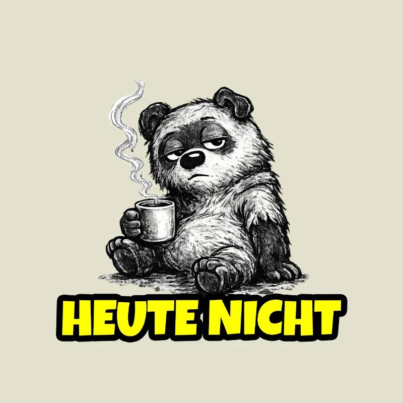 Not Today – Grumpy Bear with Coffee (Sketch)