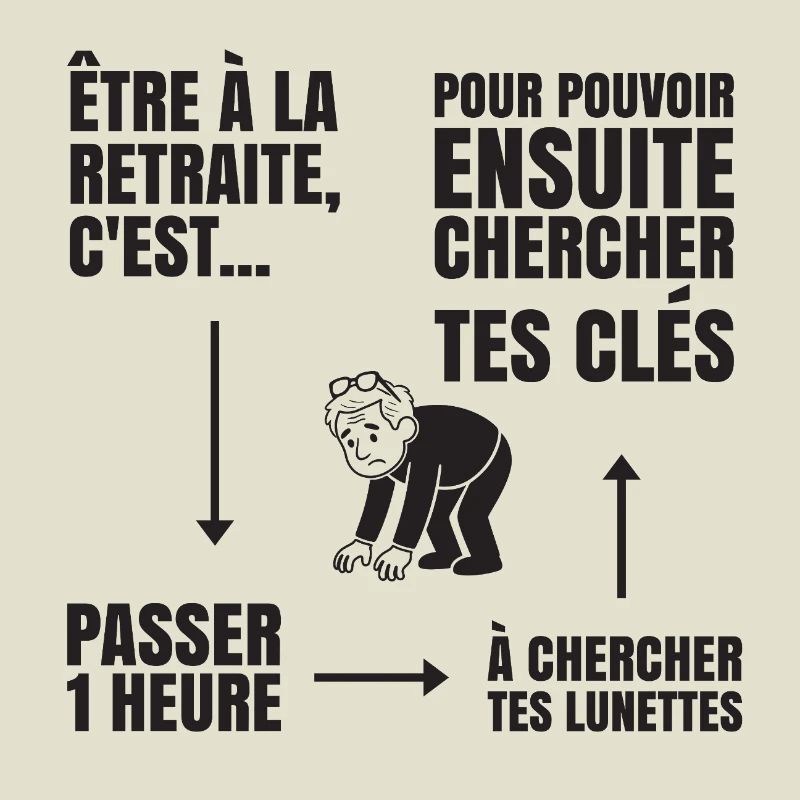 Im Ruhestand mit oder ohne Brille (schwarzer Text)