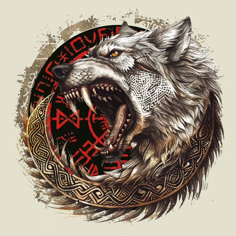 Viking Wolf Wolves Geri & Freki Valhalla d’Odin