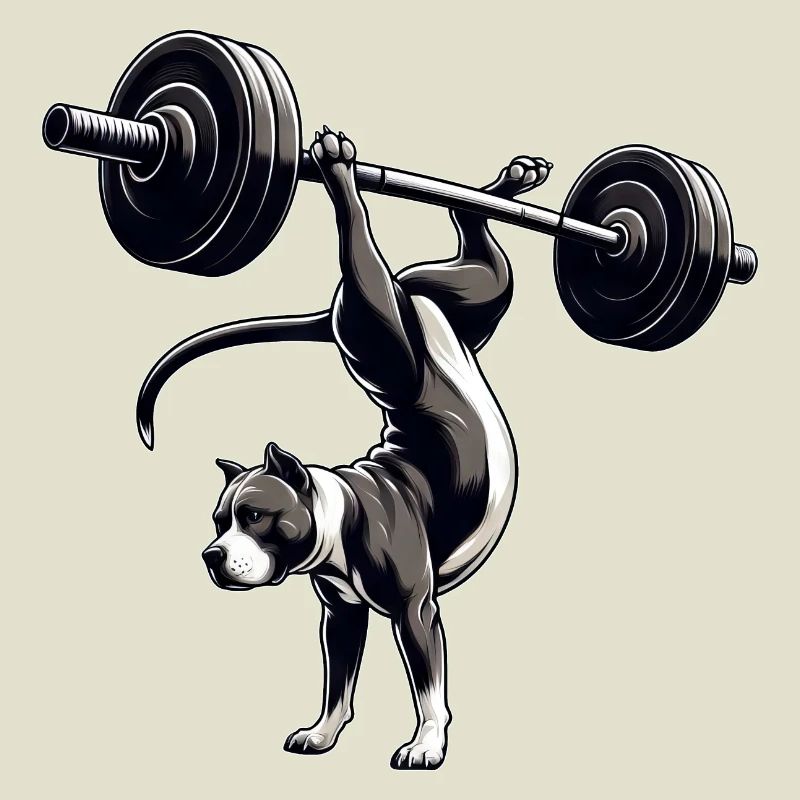 Pitbull Hund Training Hantel Handstand Workout