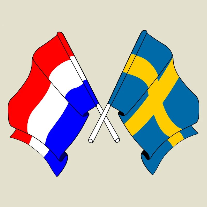 Drapeau des Pays-Bas et drapeau de la Suède