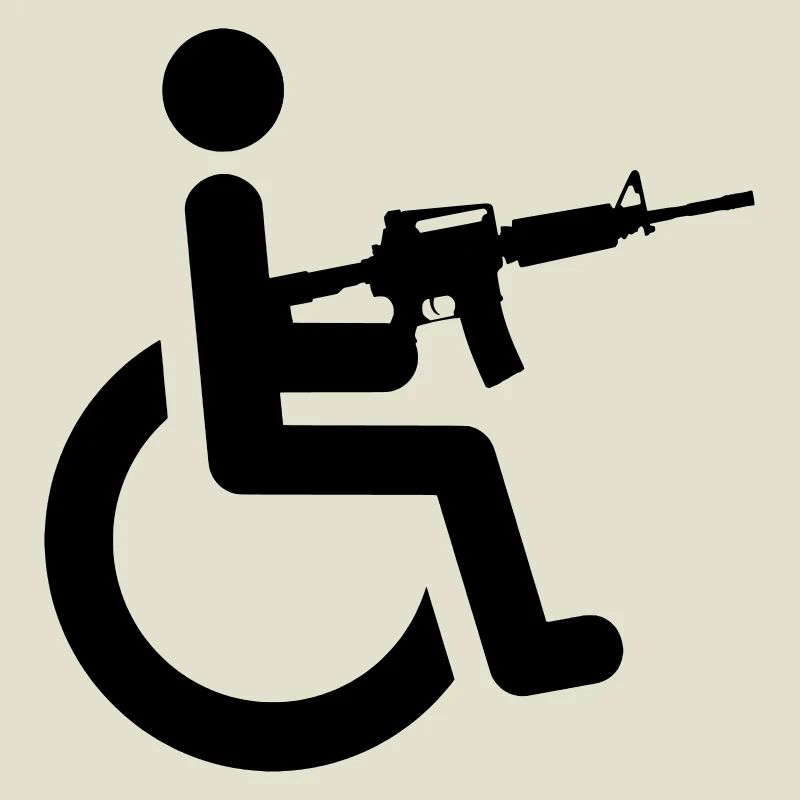 Rollstuhlfahrer mit Waffe #