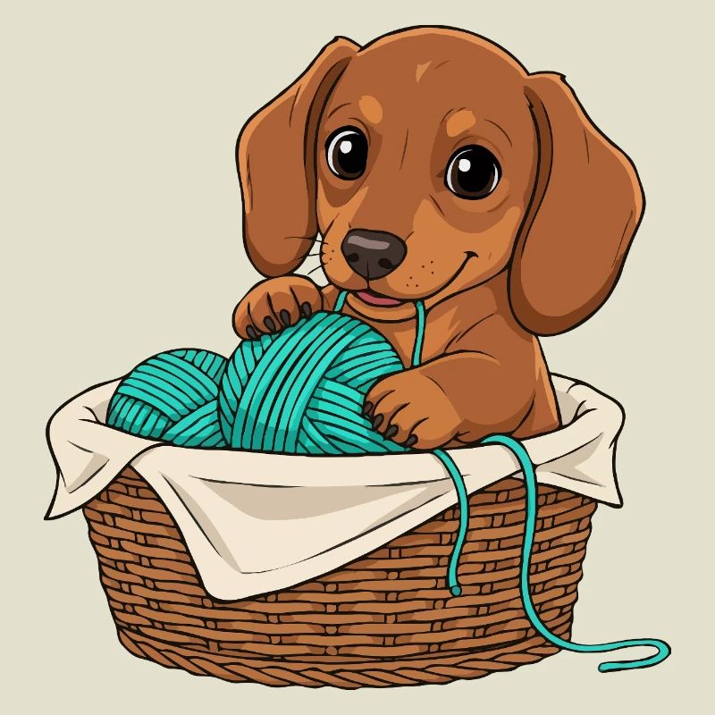 Chiot teckel dans un panier