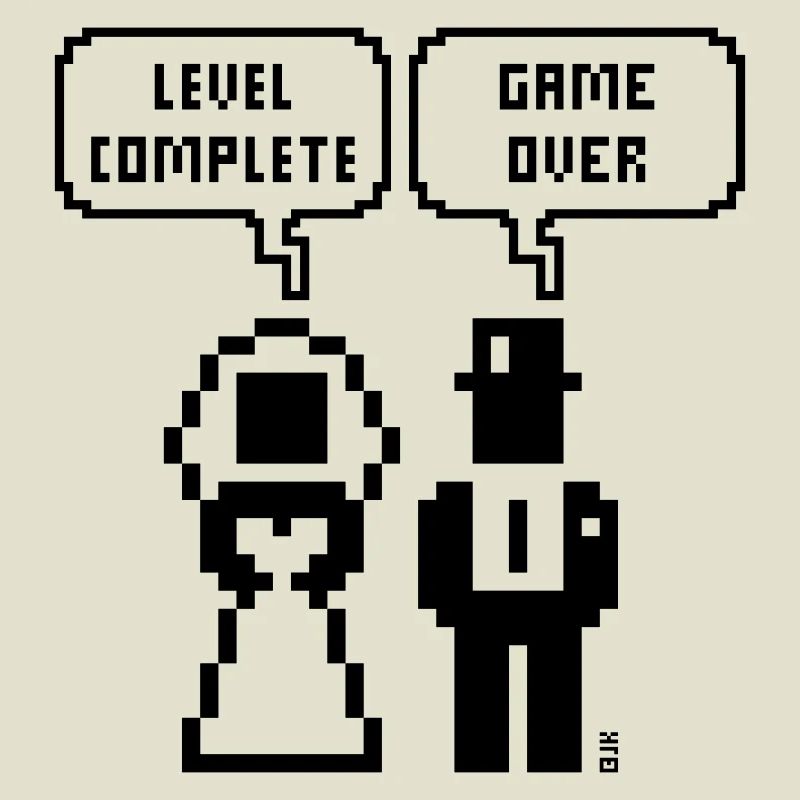 Level Complete – Game Over (JGA / Pixel / Bold B)