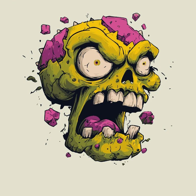 Exploding Skull – Comic Horror Motif
