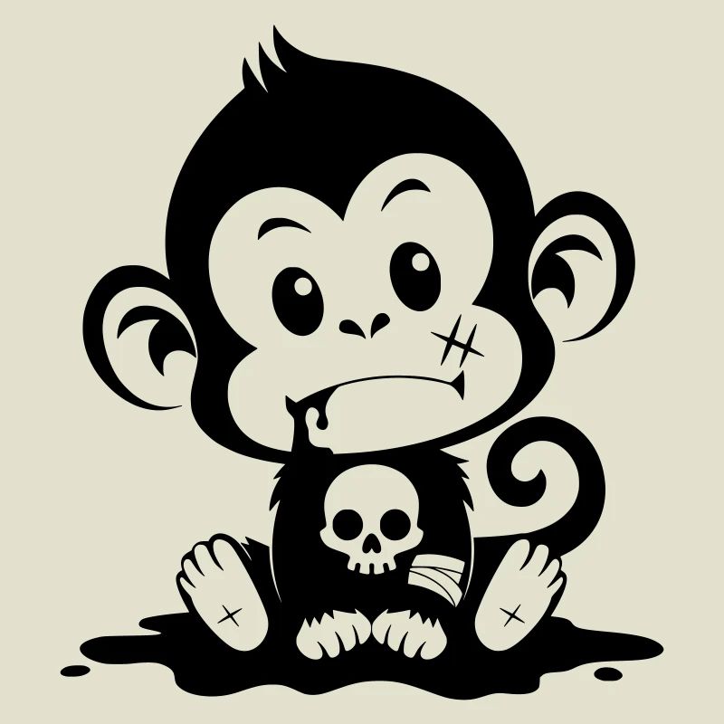 Cute monkey in creepy style