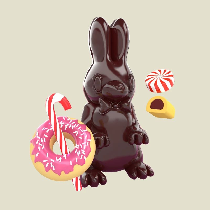 3D Chocolate Bunny with Candy – Cute Candy Art