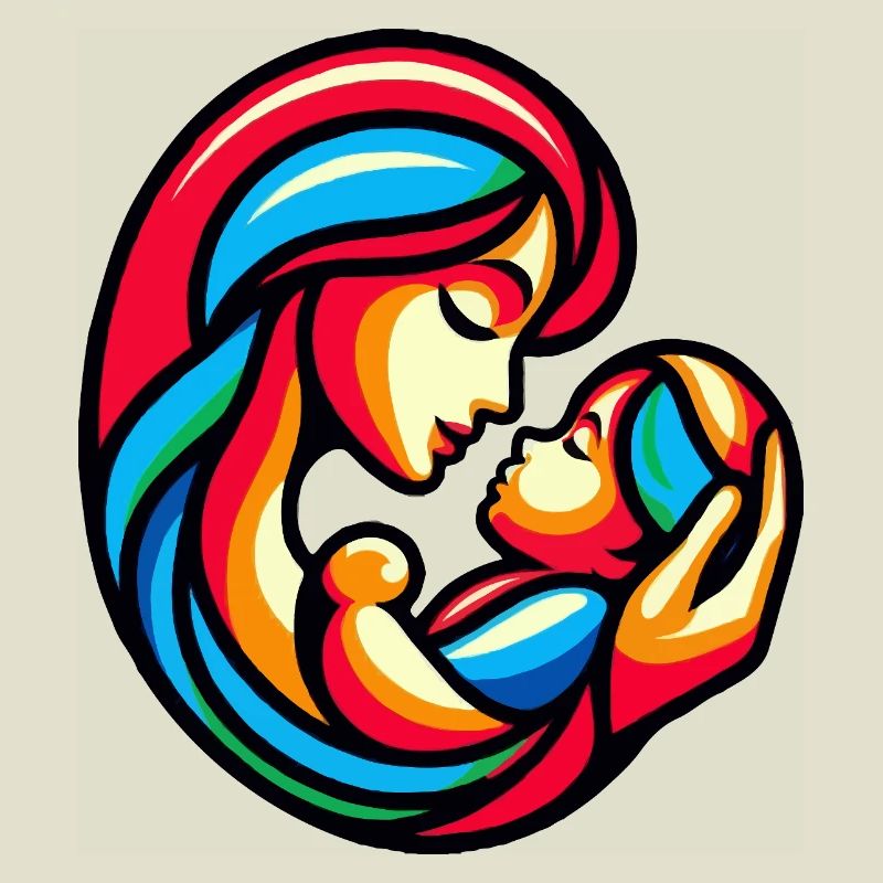 Bunte Mutter-Kind-Harmonie