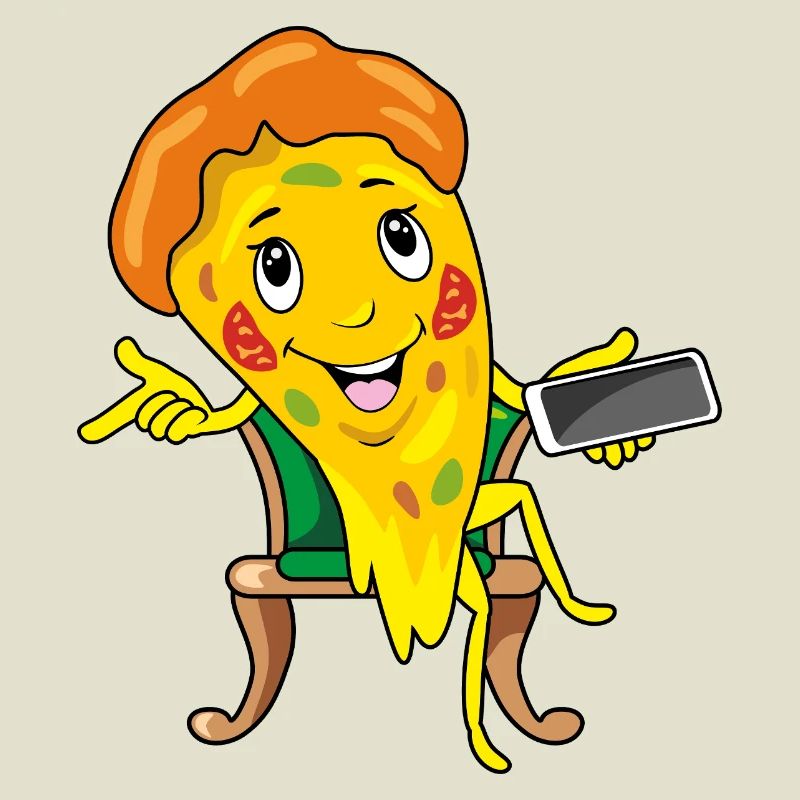 Une part de pizza de dessin animé prend commande