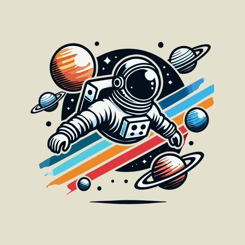 Rétro astronaute aventure spatiale planète