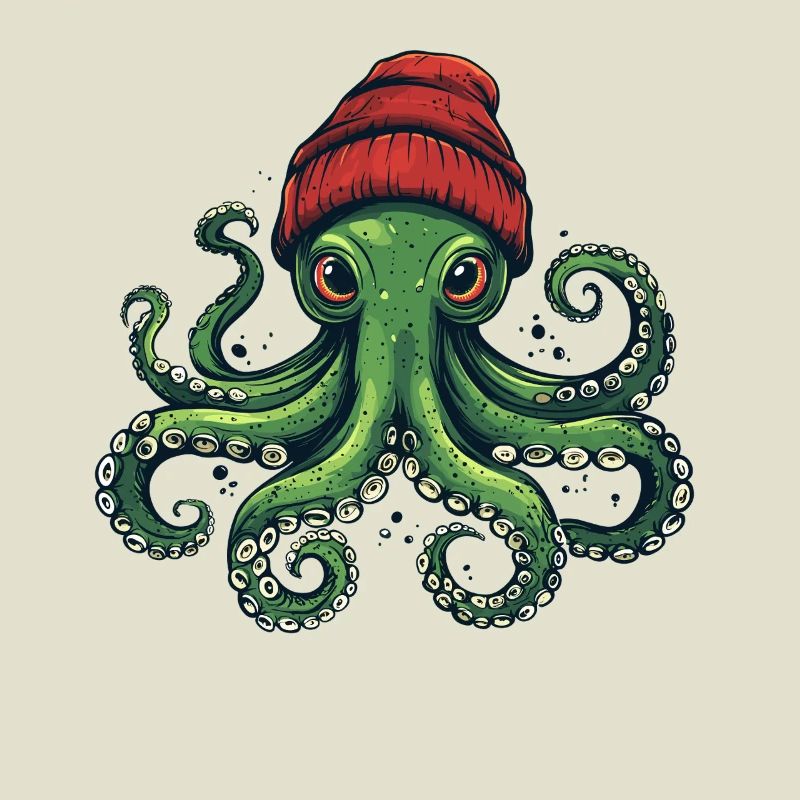 Octopus with red hat