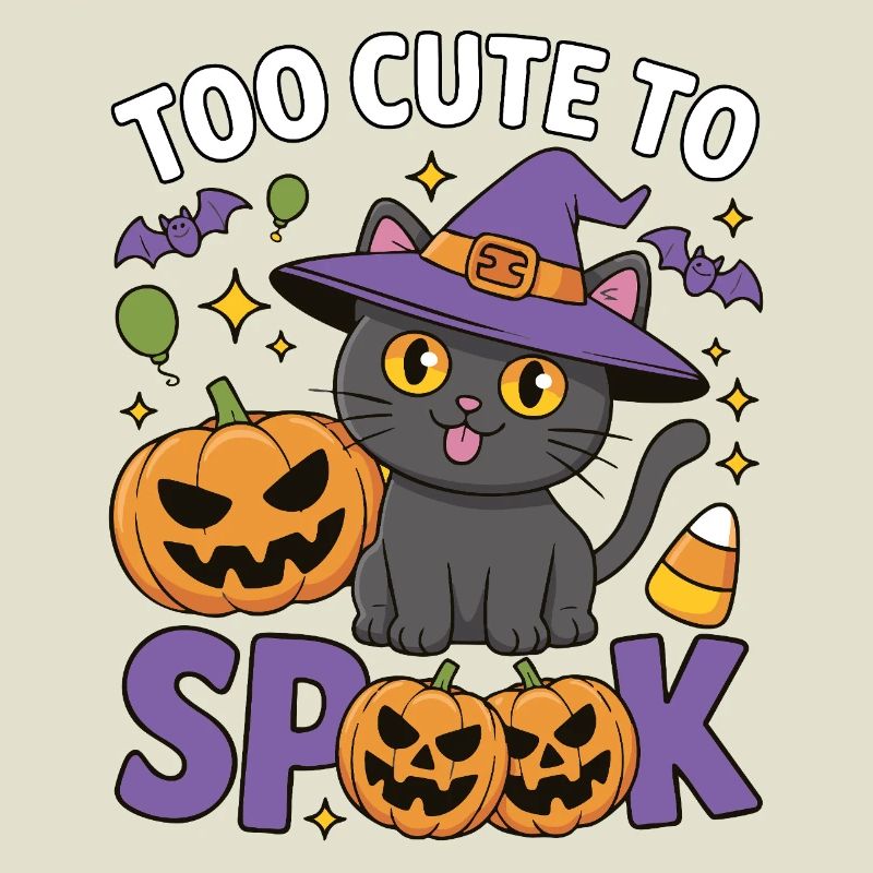 Trop mignon pour être effrayé - Chat sorcière mignon