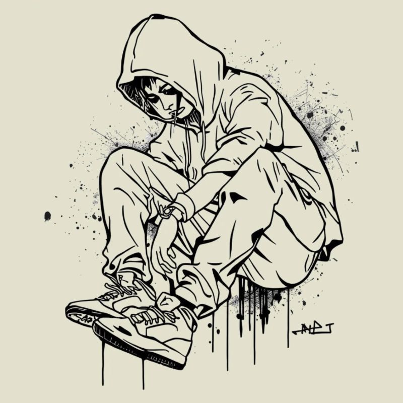 Silhouette Kapuzenpullover Graffiti