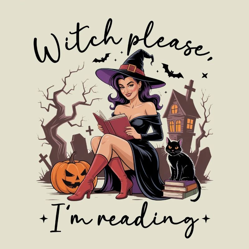 Witch Reading by Pumpkin Night