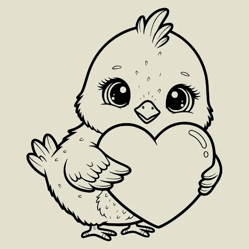 Petit poussin mignon au cœur – Design d’animal mignon