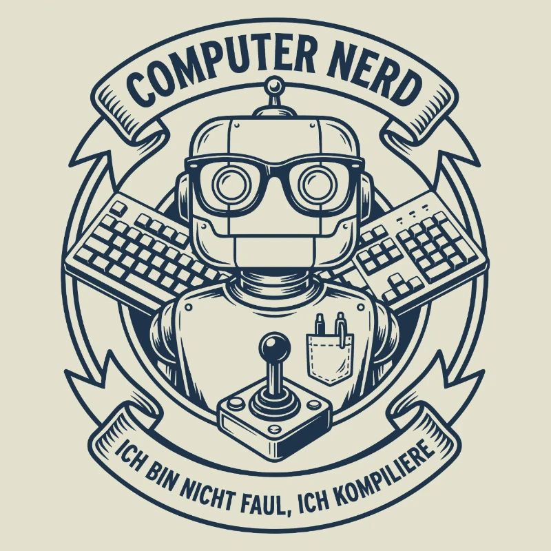 Computer Nerd Robot Logo