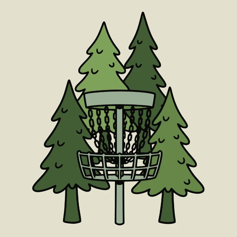 Scène drôle de disc golf dans la forêt