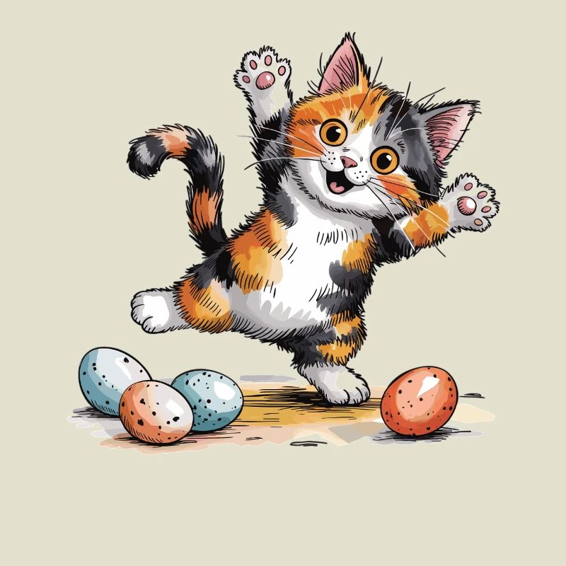 Cats Easter T-Shirt – Cat with Easter Eggs