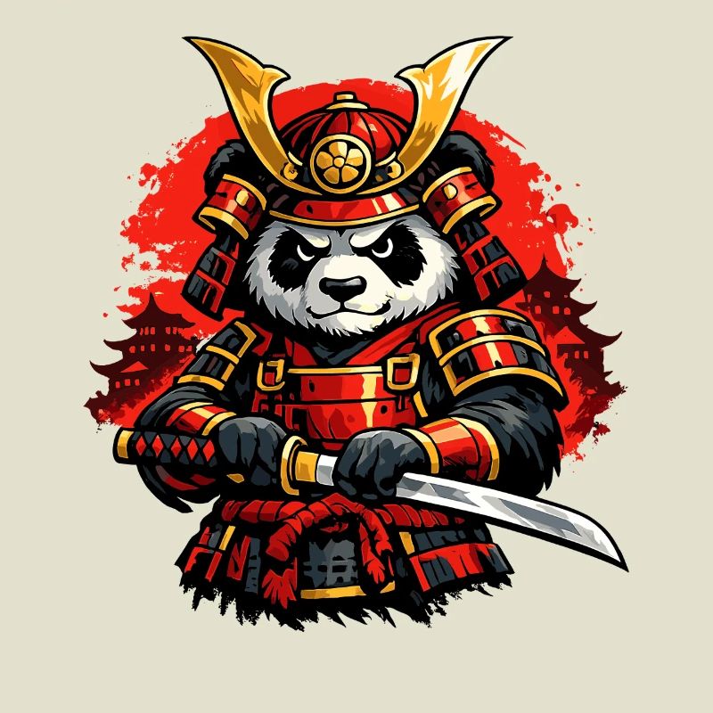 Samurai Panda mit Katana im japanischen Stil
