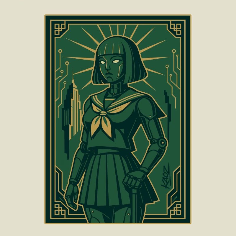 Cyber Deco Android Green Sentinel