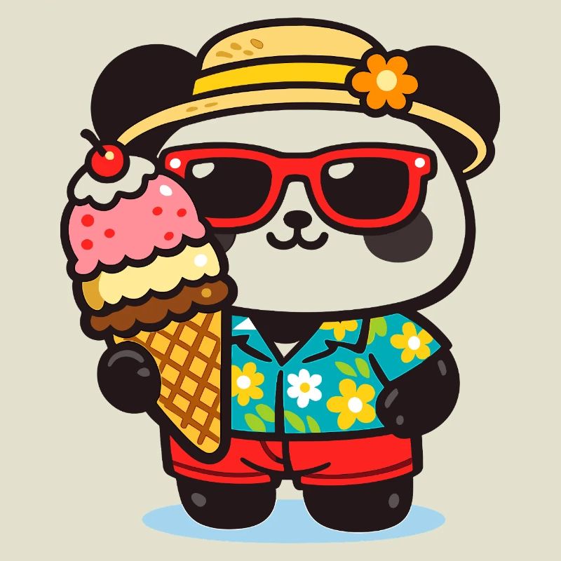 Panda Surf mit Eis
