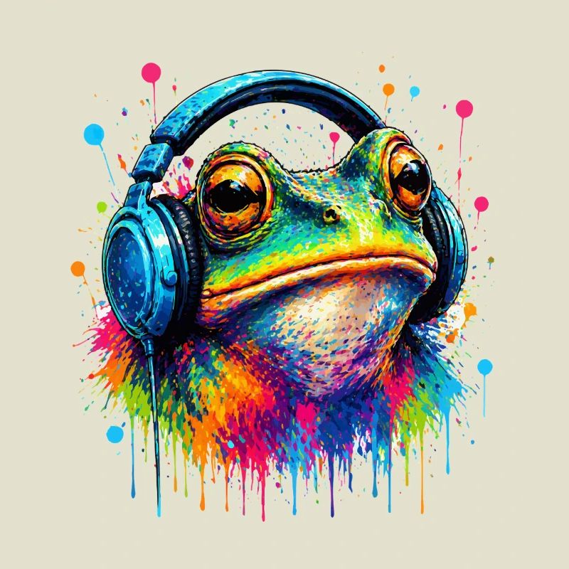 Grenouille explosion de couleur avec un casque