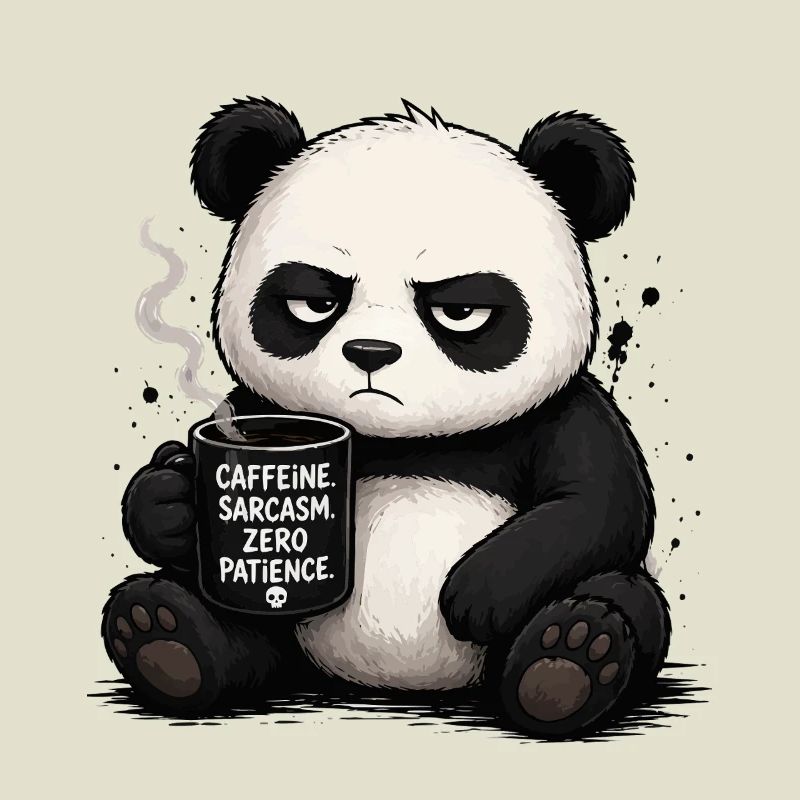 Kaffeepanda mit Sarkasmus