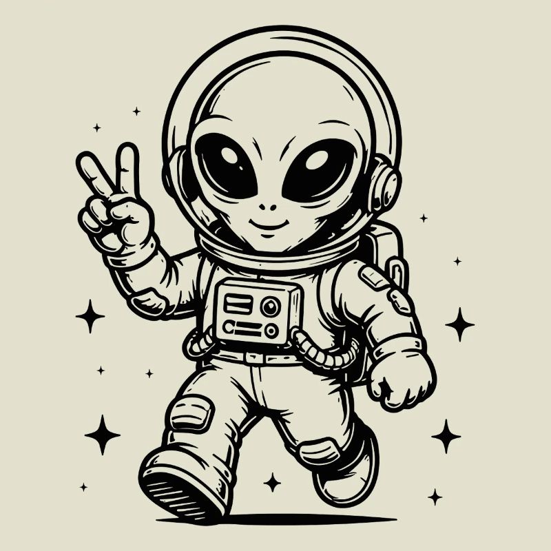 Astronaut Alien Peace in Space