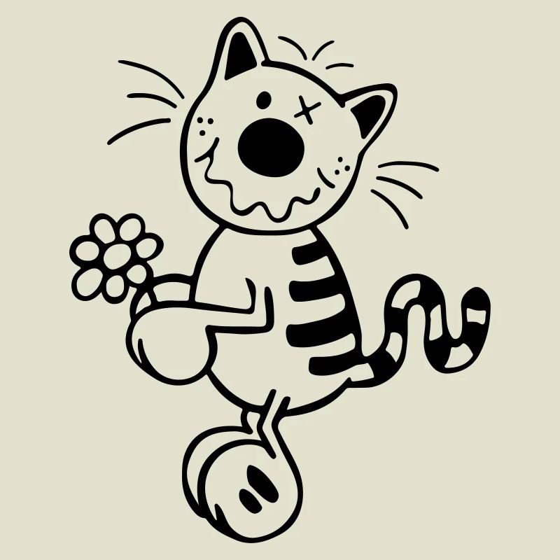 Chat avec la fleur