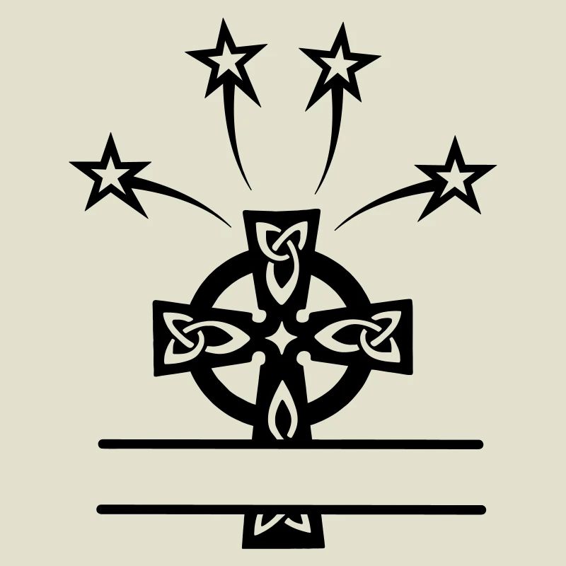 Celtic cross monogram with four stars