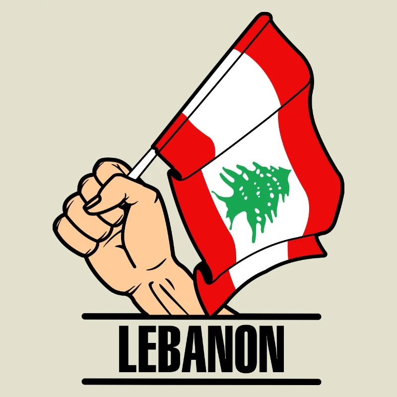 Drapeau Liban poing texte LIBAN