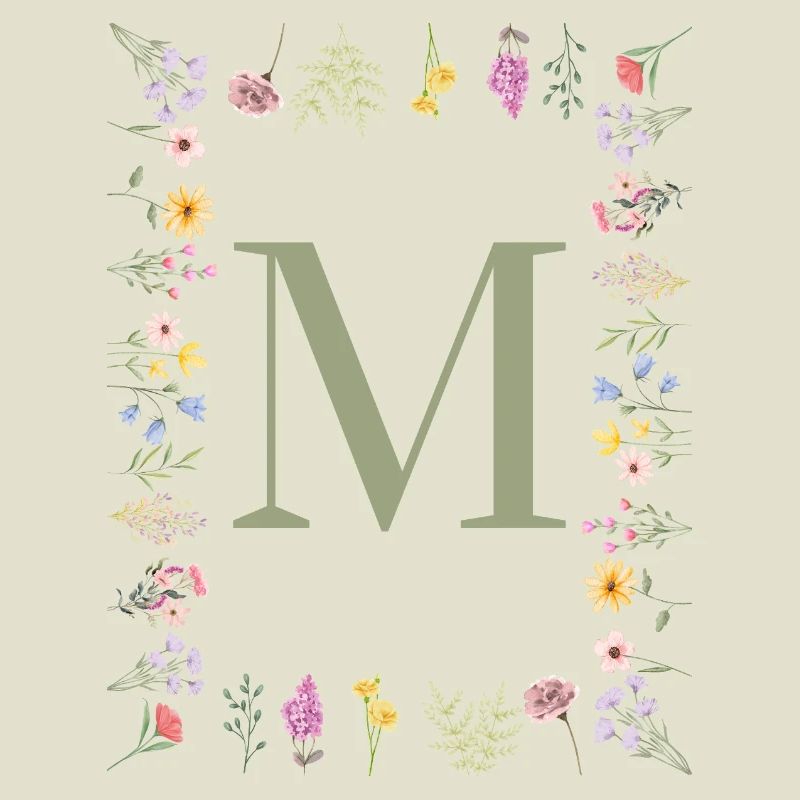 Initiale M Blumen Monogramm