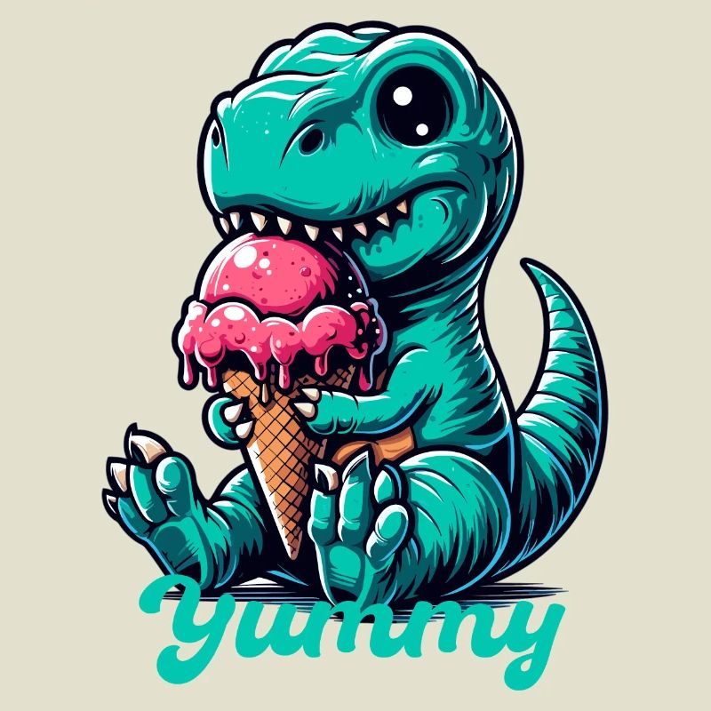 Süßer T-Rex mit Eis Dinosaurier Geschenk