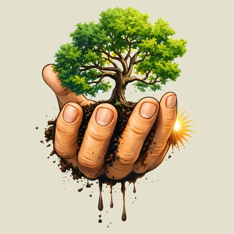 Nature protect tree in hand