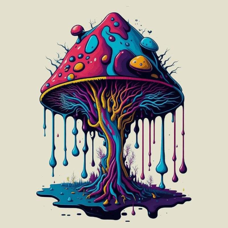 Psychedelischer Leuchtpilz Wald