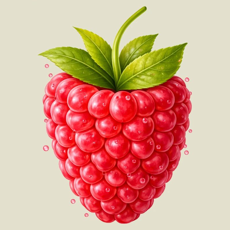 Frische Himbeere mit Blättern 