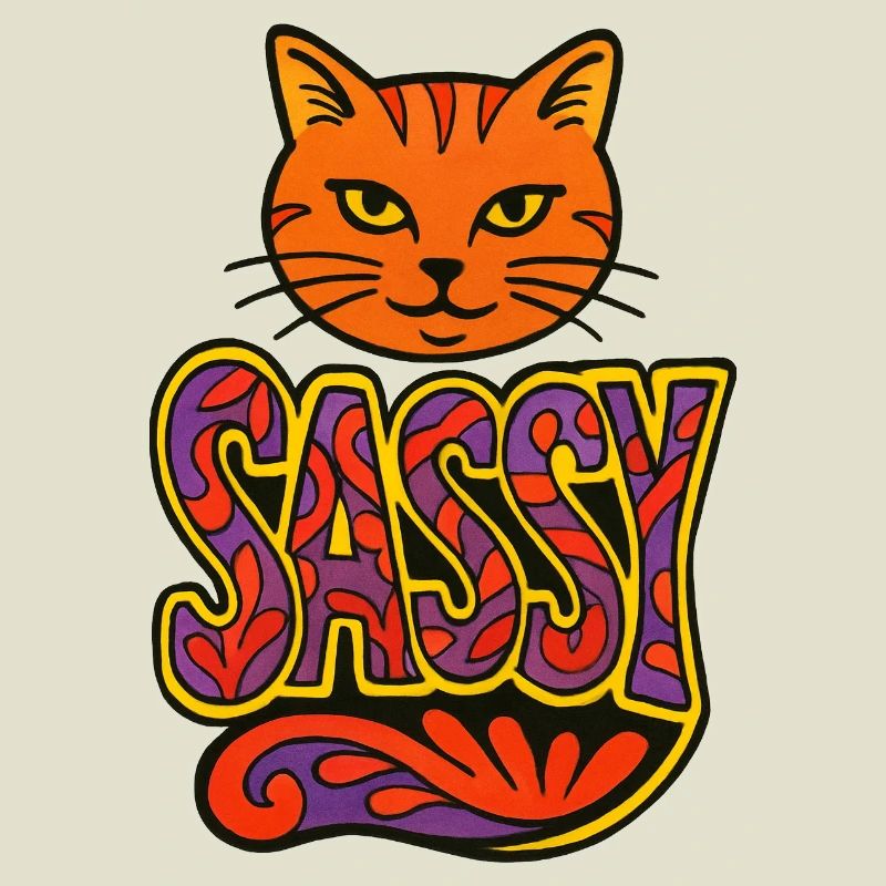 Sassy Cat Psychedelic Script