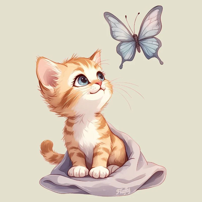 Kawaii Curious Chatten et Papillon 🐱🦋