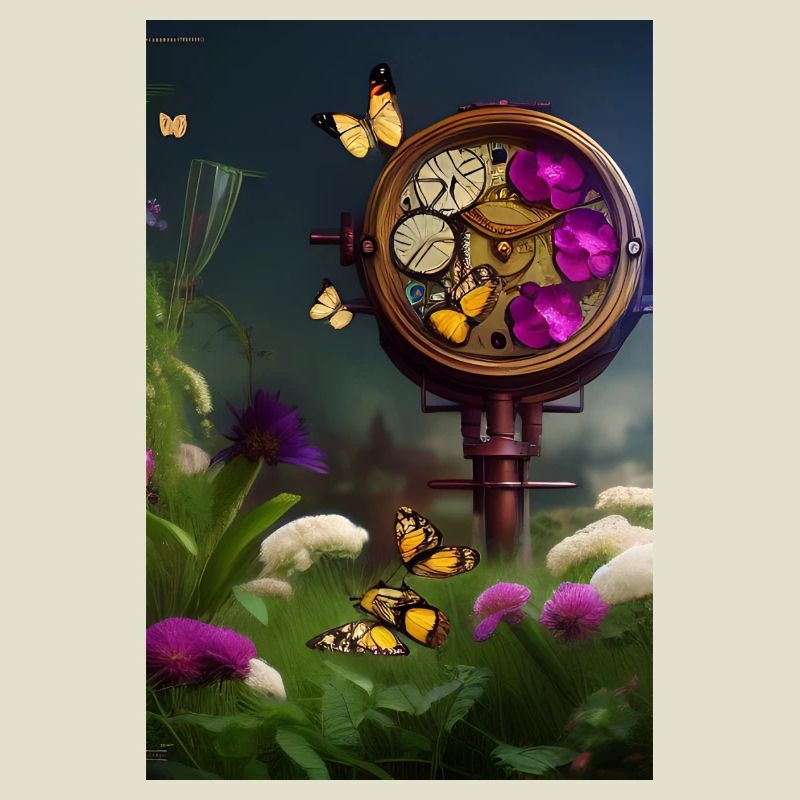 Fleurs et papillon