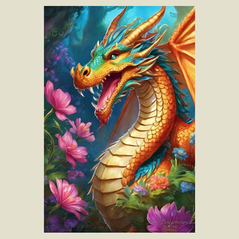 Ember Dragon in Bloom Forest