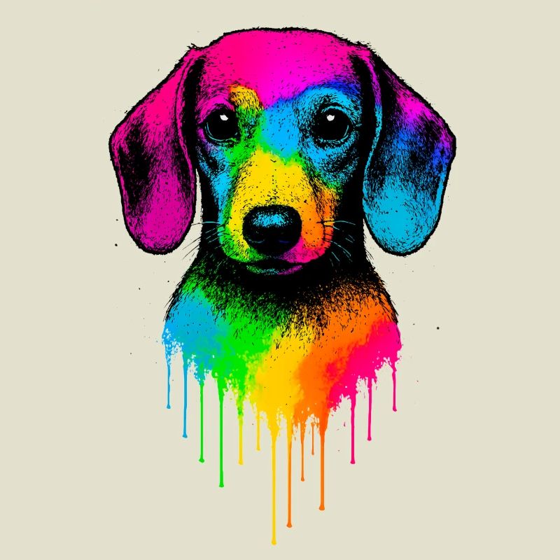 Rainbow Dachshund Drop Art