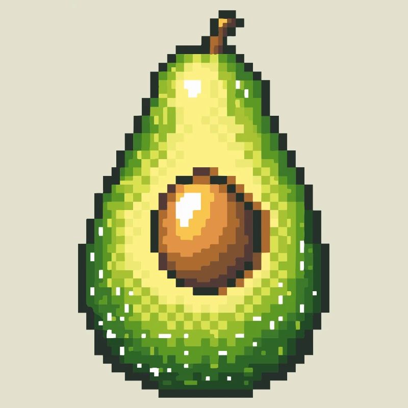 Pixel Avocado Retro Fruit Image